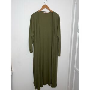 JustFab 2X Olive Green Soft Longline Cardigan With Slit
